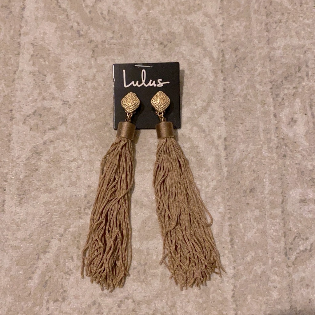 Lulus Taupe Fringe Earrings. Never Worn
